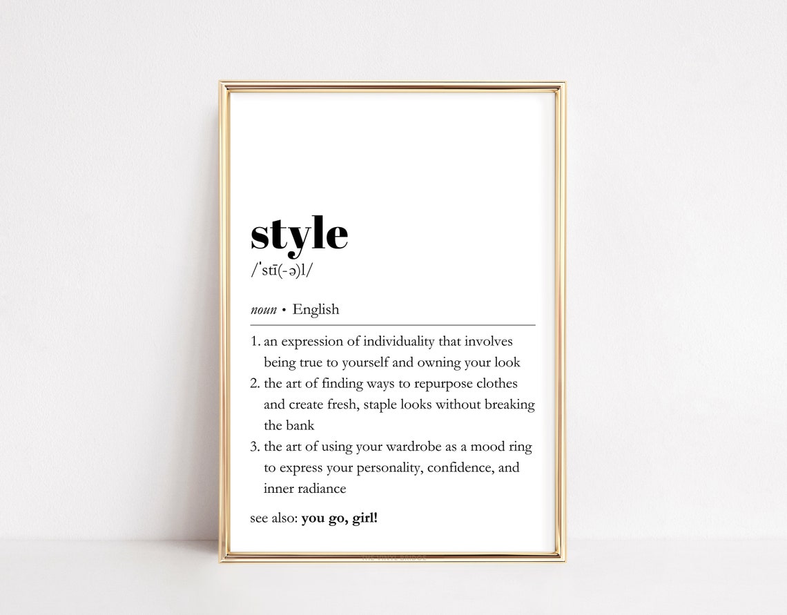 Style Dictionary Definition Minimalist Fashion Typography Poster