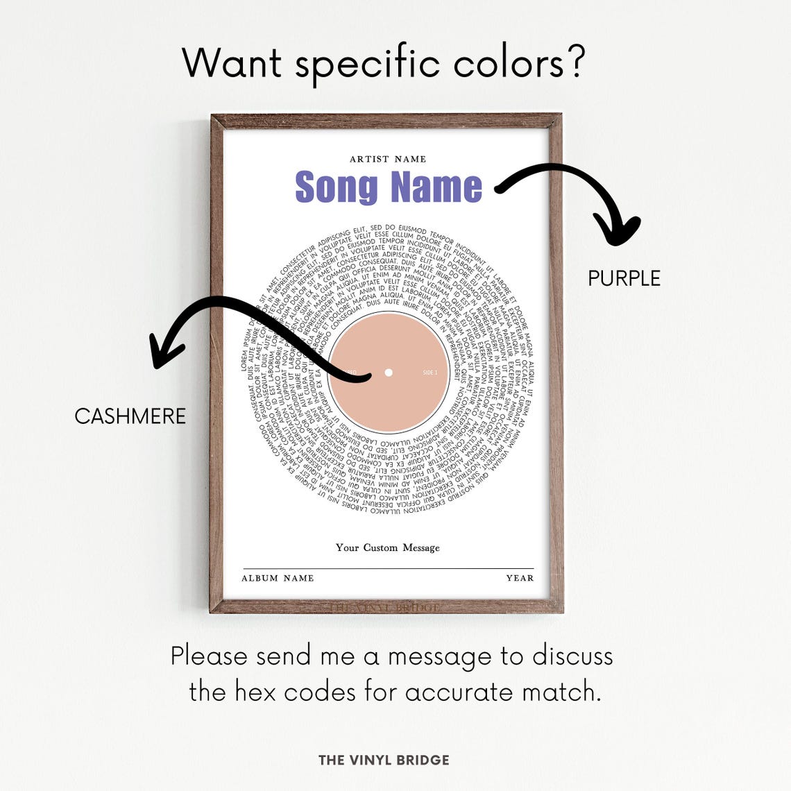 Personalized Favorite Song Lyrics Vinyl Record White Keepsake Poster - Image 2