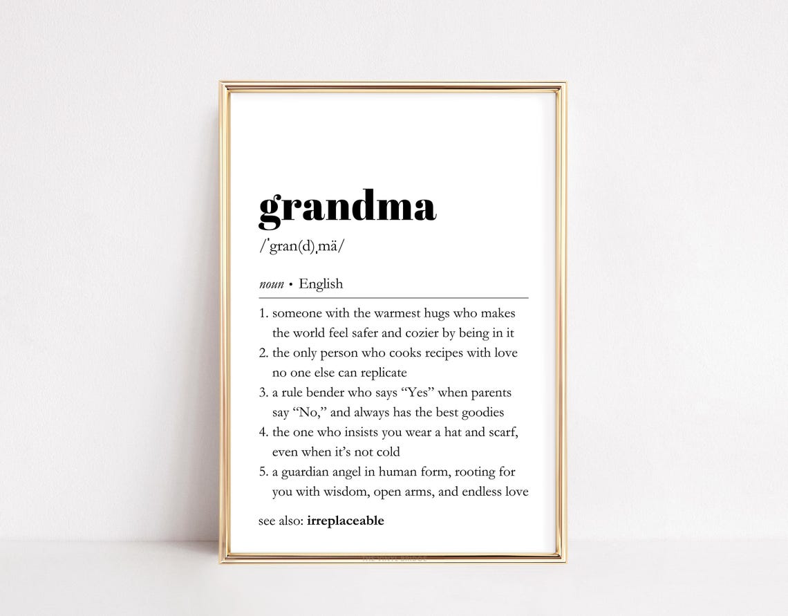 Grandma Dictionary Definition Sentimental Family Gift Wall Poster