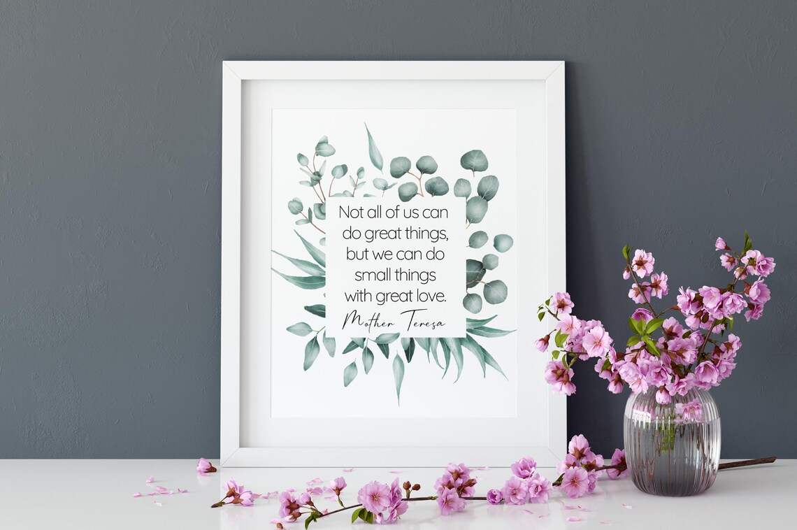 Mother Teresa Quote With Green Botanical Art Print - Image 2