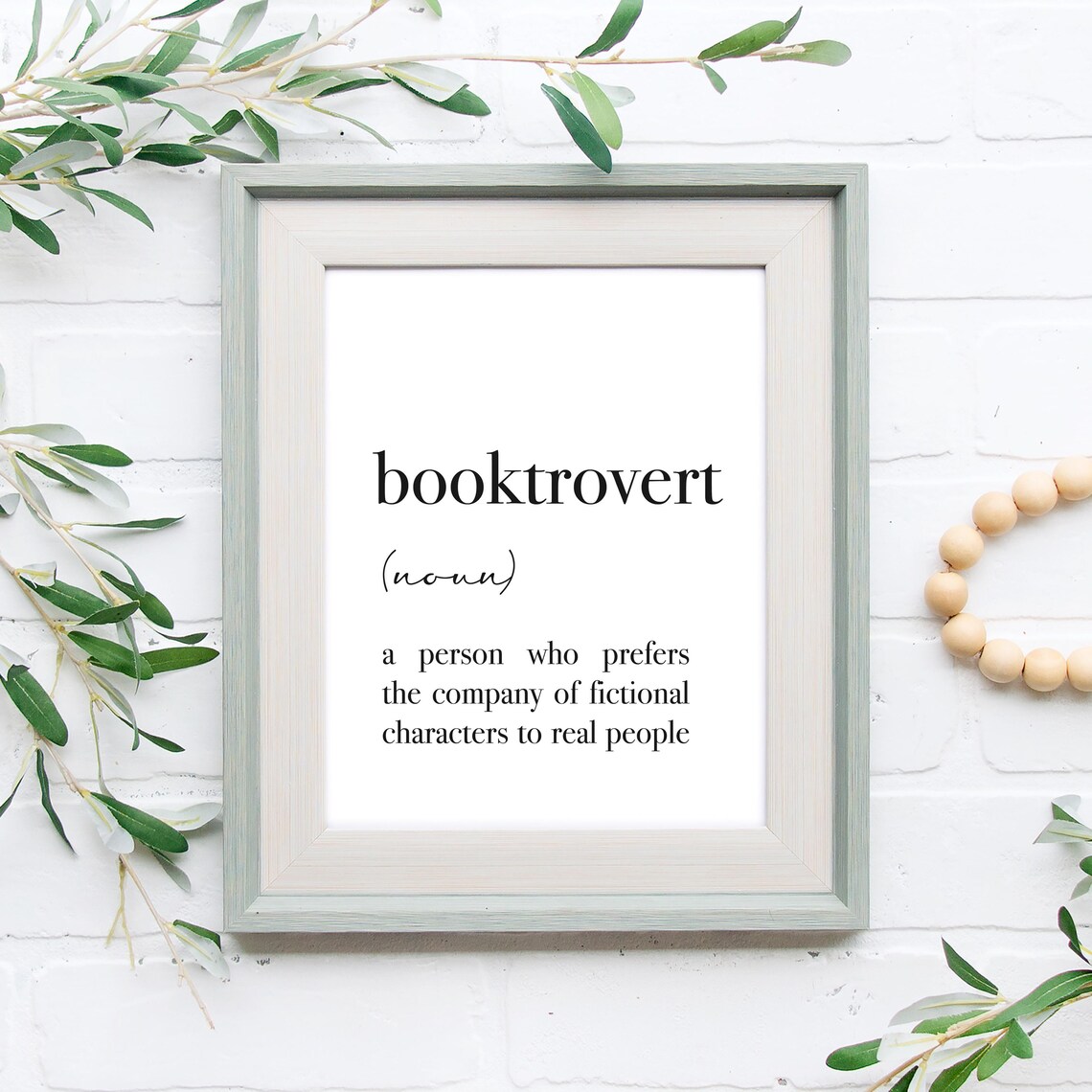 Booktrovert Definition Art Print, Bookish Library Decor