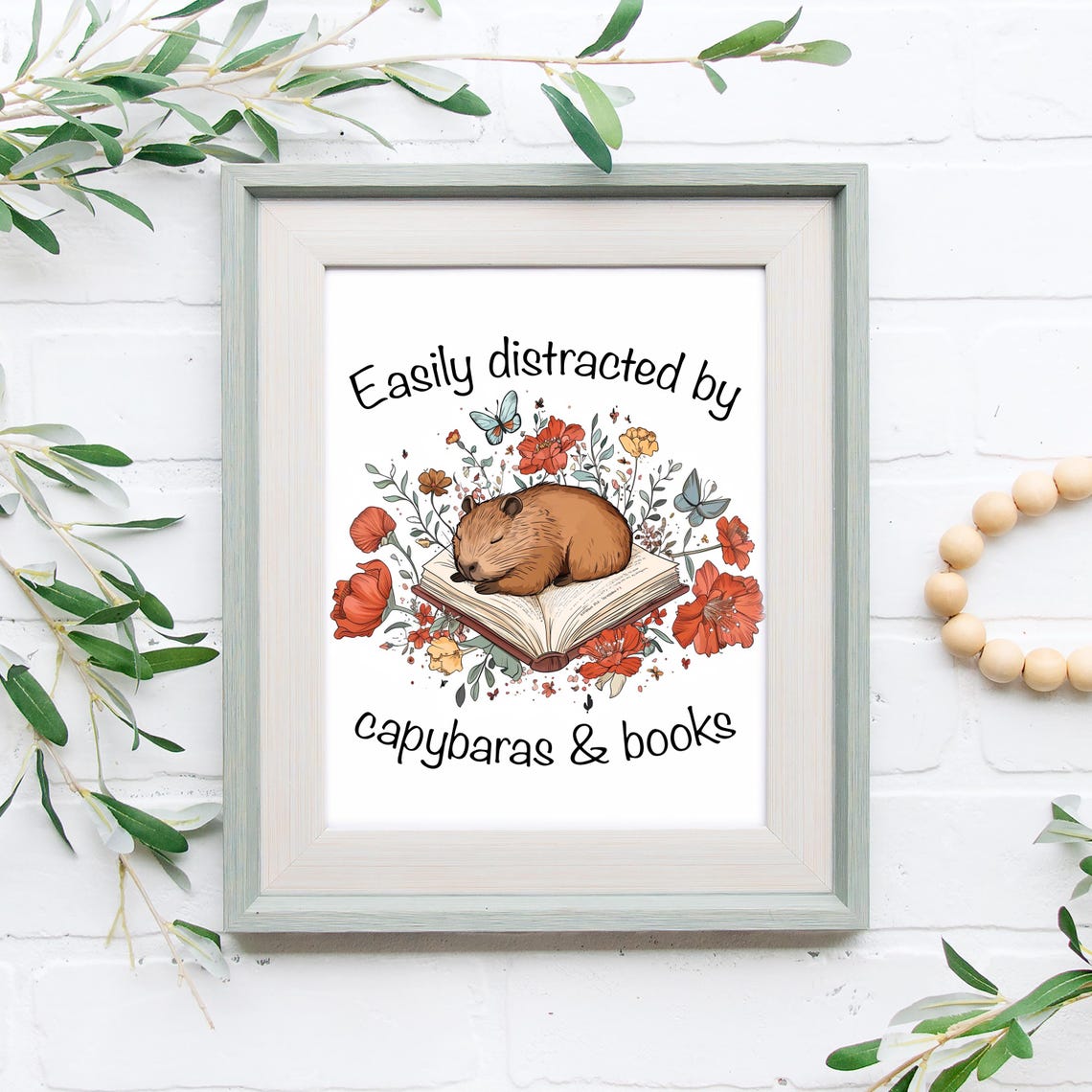 Easily Distracted by Capybaras and Books Sleeping Capybara Poster - Image 2