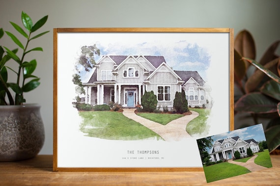 Custom Watercolor House Portrait, Housewarming Art Print