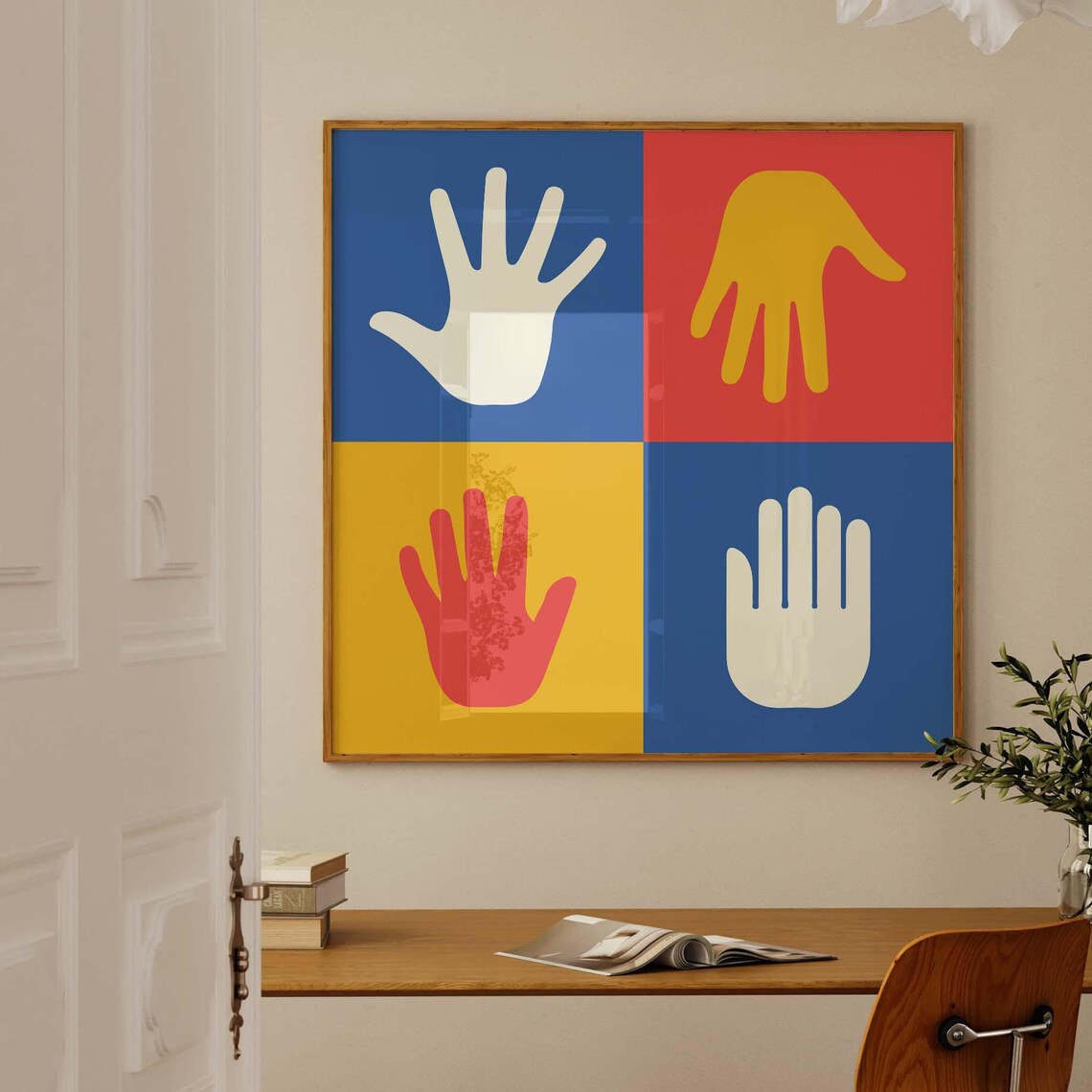 Pop Art Hand Silhouette Color Block Square Graphic Art Poster