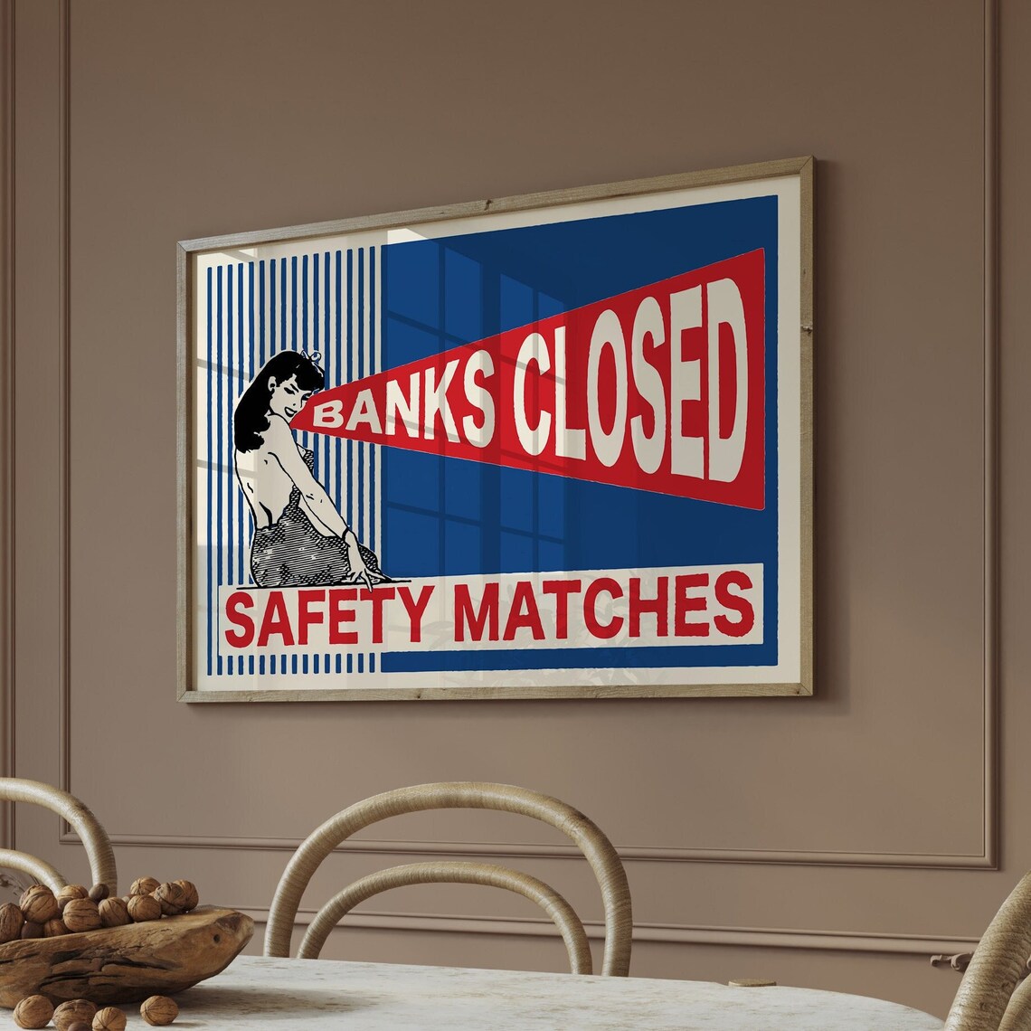 Retro Pin Up Banks Closed Safety Matches Vintage Matchbox Wall Art - Image 3