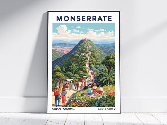 Bogot Monserrate Colombia Mountain Art Print Vintage Travel Poster Modern Wall For Home Decor Interior Gift