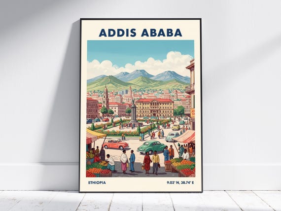Addis Ababa Ethiopia Travel Poster Vintage Wall Art Print Retro City Decor For Living Room Or Office Modern Artwork Gift