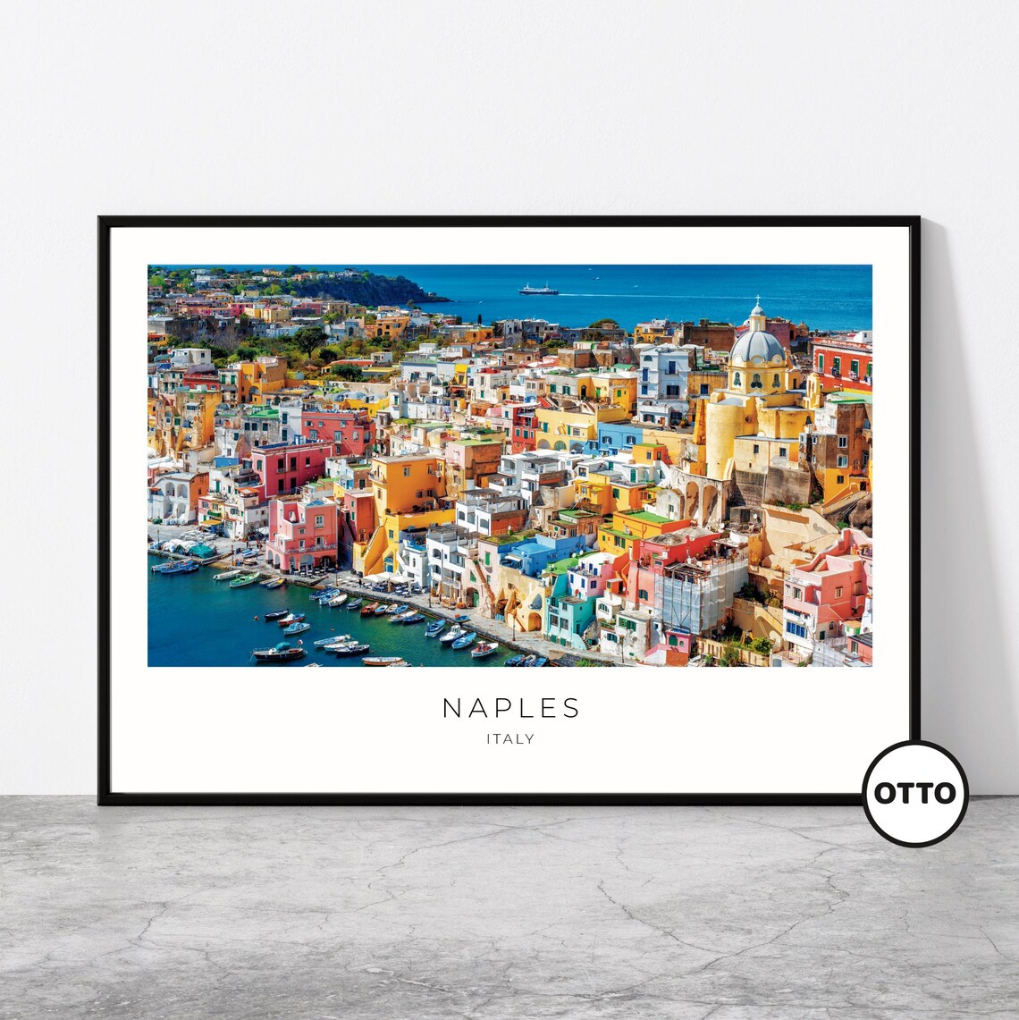Naples Old Town Port Procida Italy Travel Poster