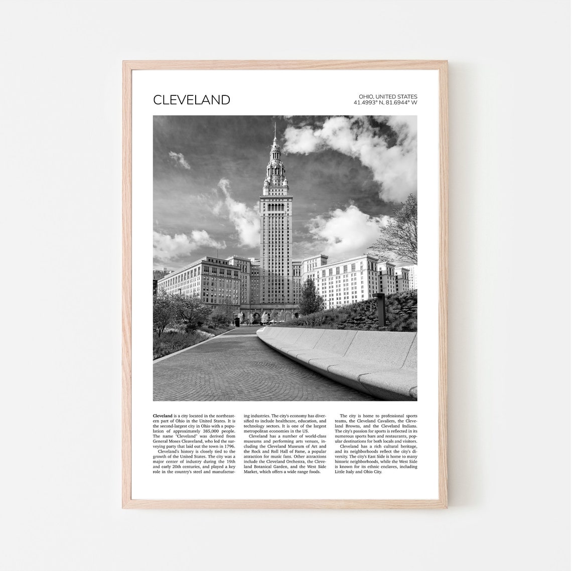 Cleveland Wall Art Cleveland Artful Travel Poster Print Photo Terminal Tower Public Square Cityscape Ohio United States