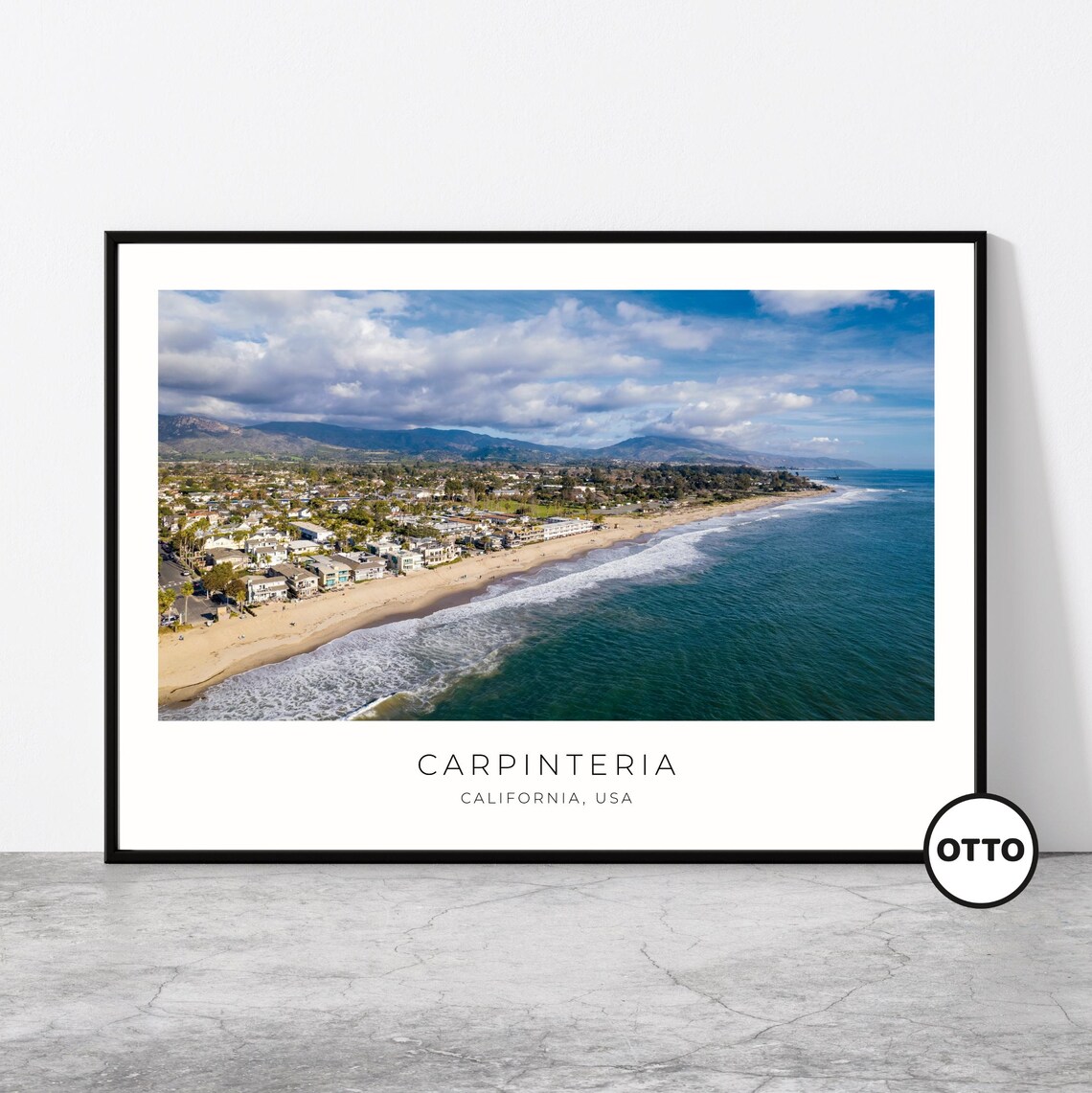 Carpinteria California Coastline Aerial View, Travel Poster