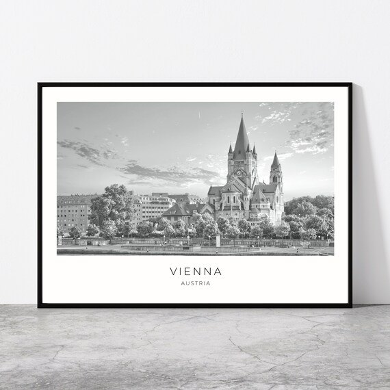 Vienna Austria Black and White Franz von Assisi Church Photo Poster
