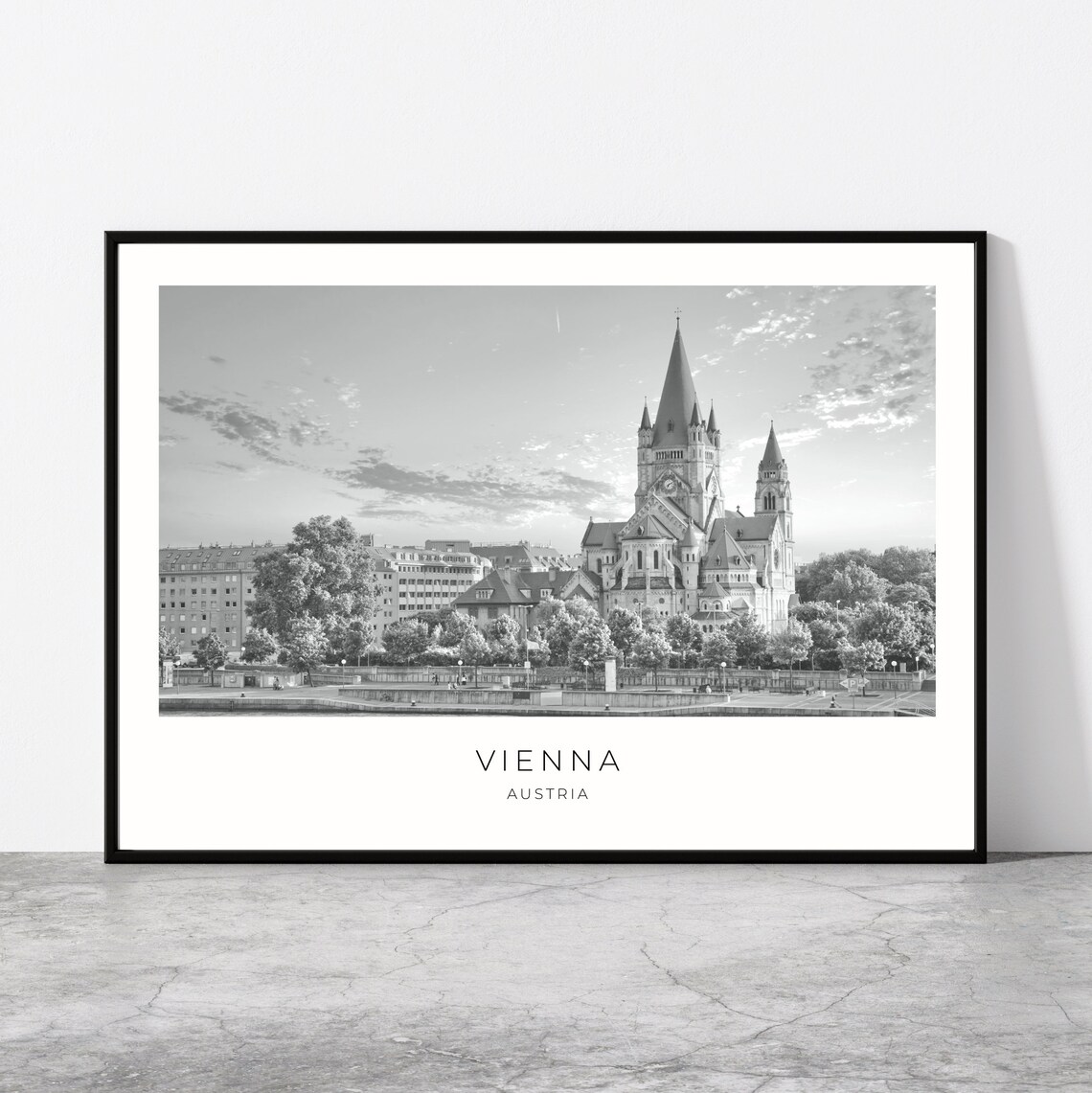 Vienna Austria Black and White Franz von Assisi Church Photo Poster