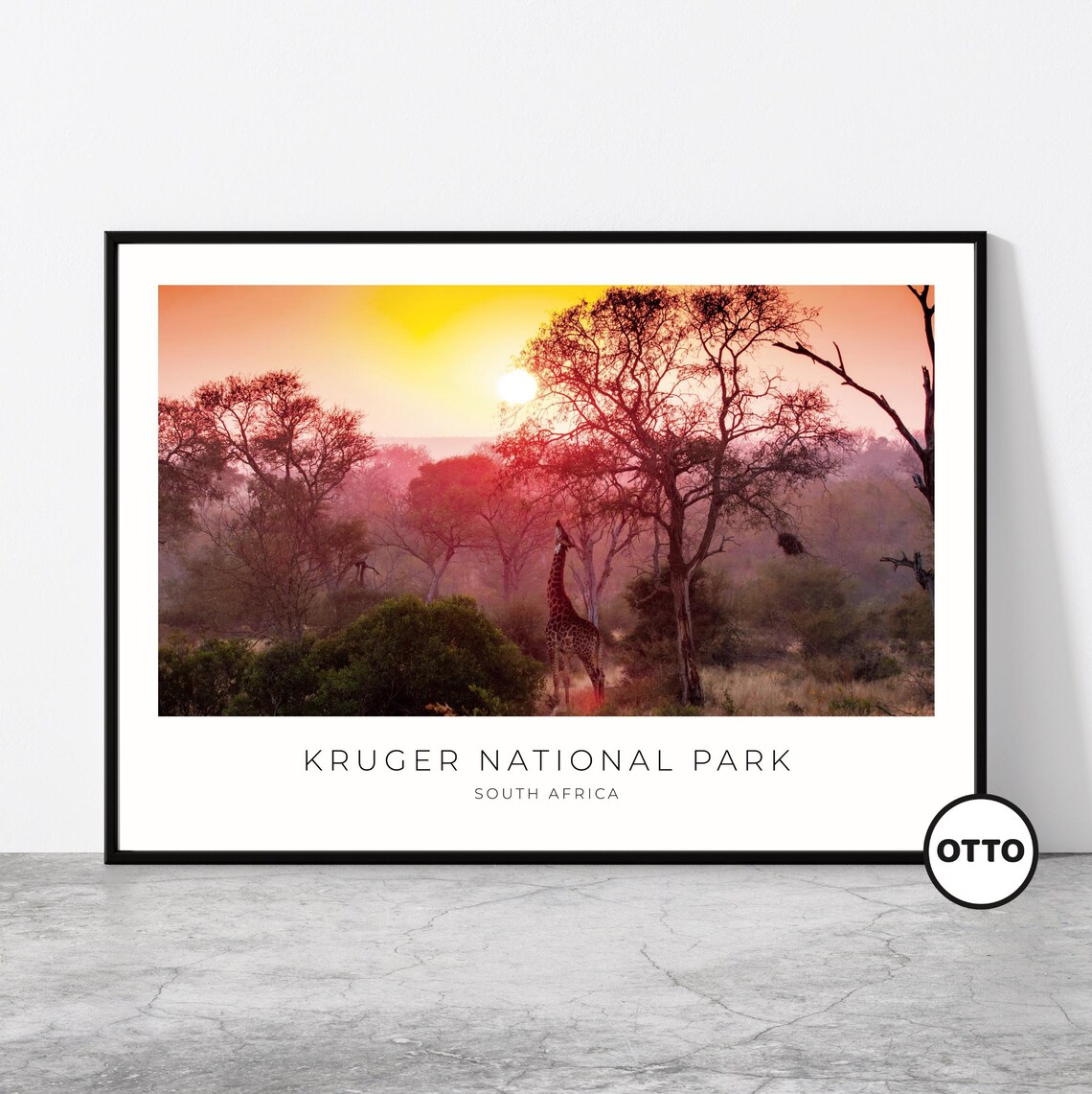 Kruger National Park Giraffe Travel Poster, South Africa