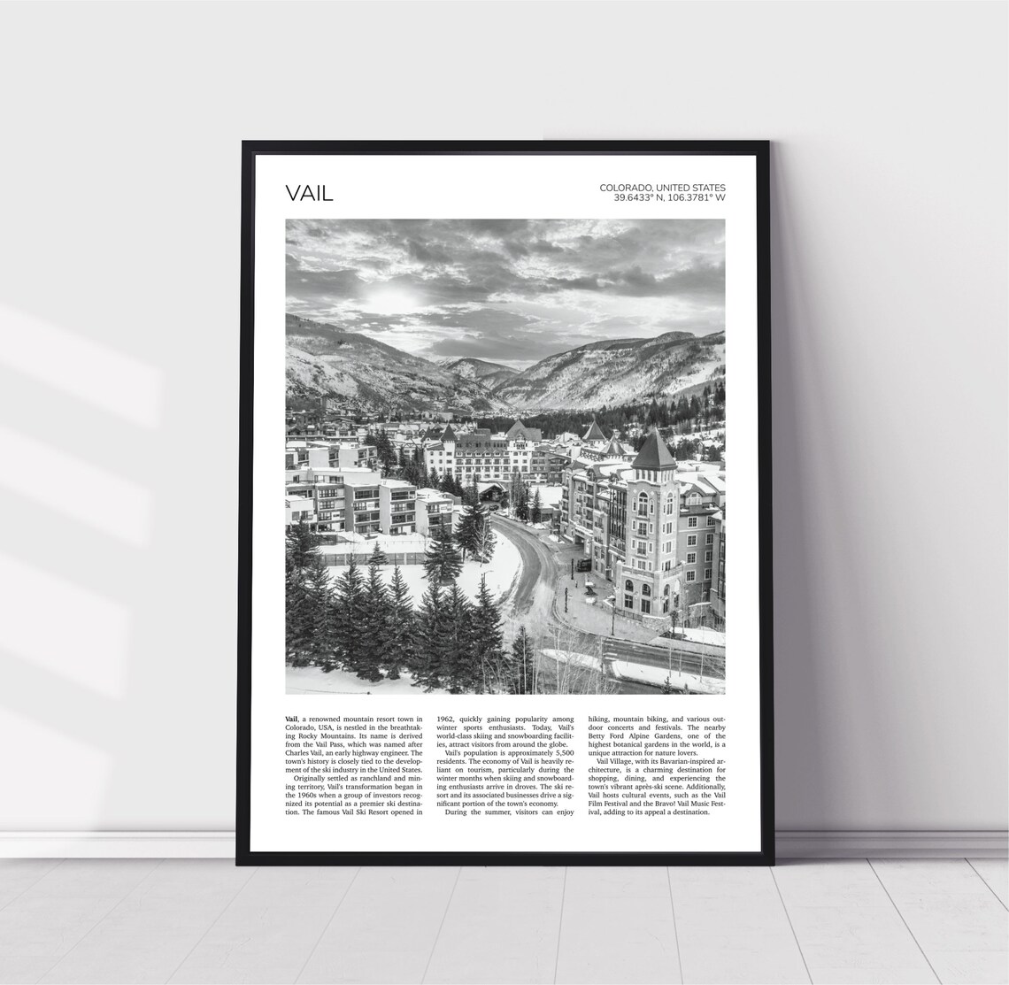 Vail Travel Poster, Colorado Ski Resort Village