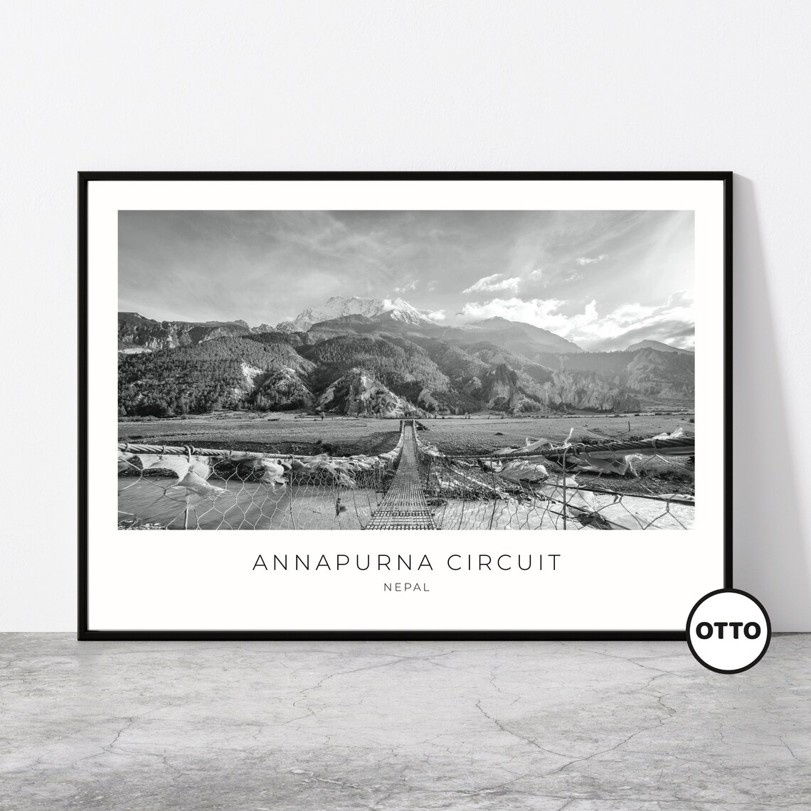 Annapurna Circuit Travel Poster, Nepal Landscape Art