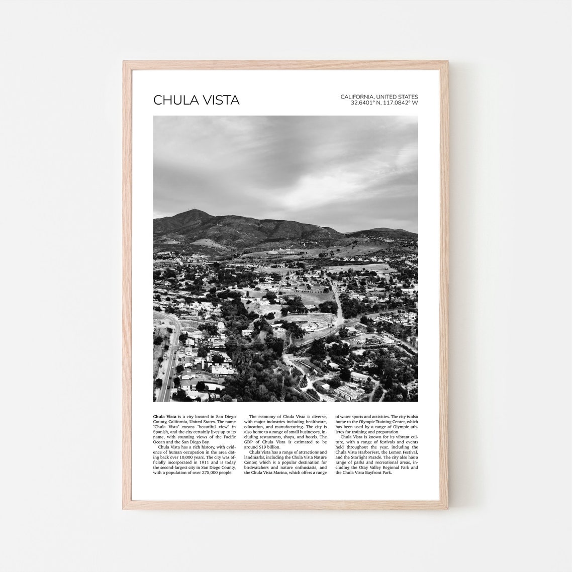 Chula Vista Wall Art Chula Vista Artful Travel Poster Print Photo Cityscape Print San Diego California United States