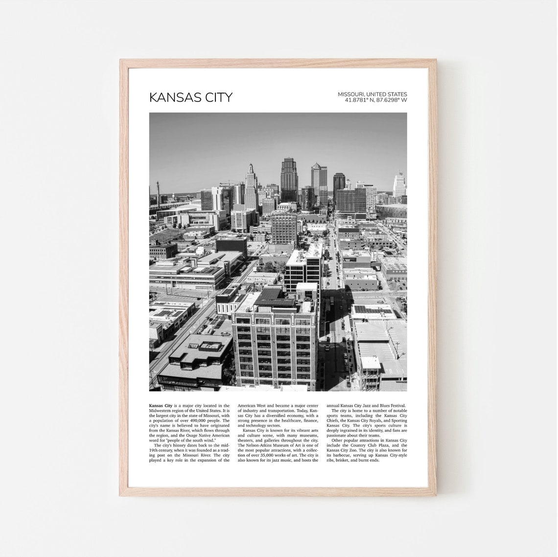 Kansas City Wall Art Kansas City Artful Travel Poster Print Photo Skyline Cityscape Missouri Usa