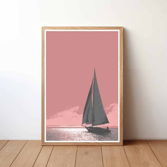 Sailboat Poster Minimalist Modern Nautical Wall Art Simple Ocean Boat Print Coastal Decor For Sailor Sea Lover Gift Illustration Sl21