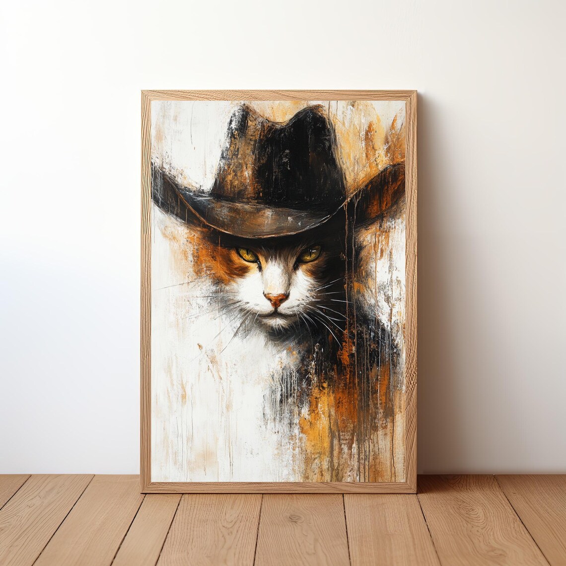 Cowboy Cat Western Print, Rustic Farmhouse Decor