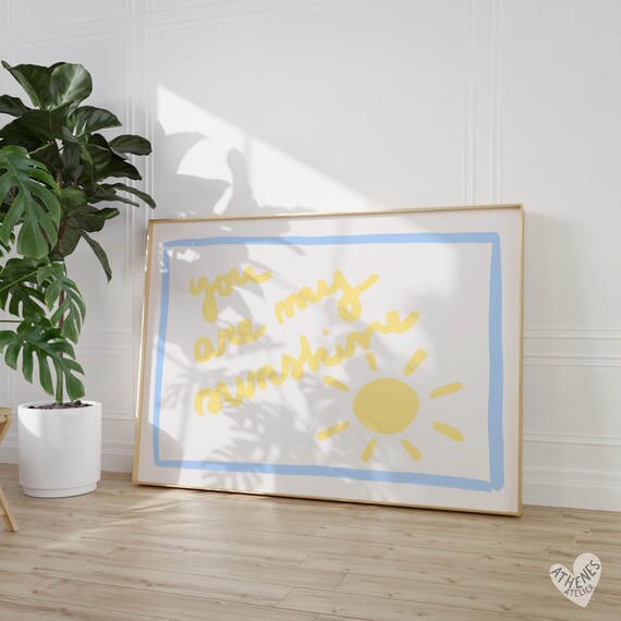 You Are My Sunshine Yellow Handwritten Nursery Quote Decor Poster