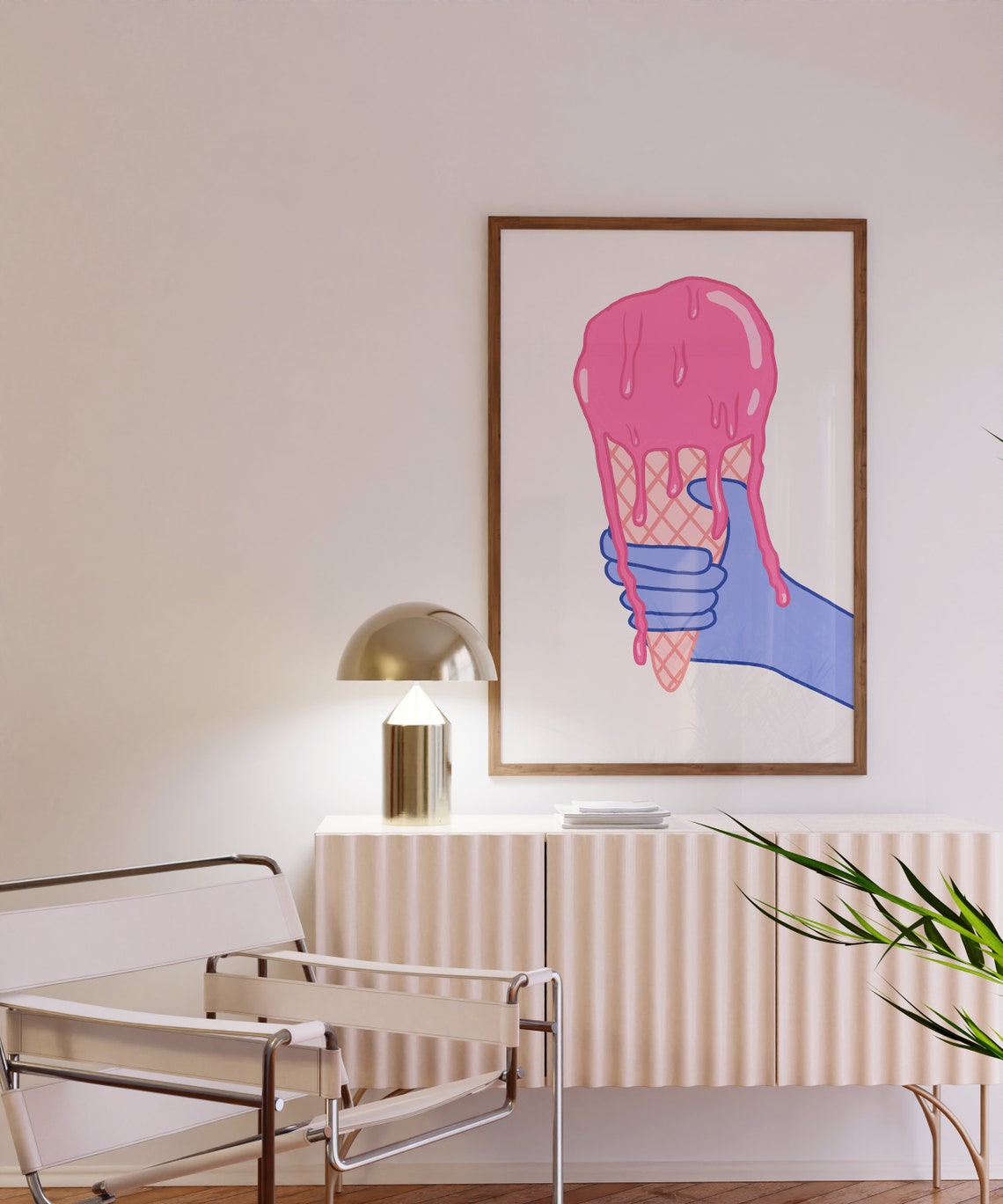 Ice Cream Illustration Print Danish Pastel Decor Dopamine Decor Pastel Kitchen Prints Light Pink Wall Art Kids Room Wall Art Light Blue - Image 3