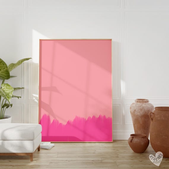 Abstract Print Colorful Minimalist Art Mid Century Home Decor Pink Matisse Inspired Modern Wall Trending Simple