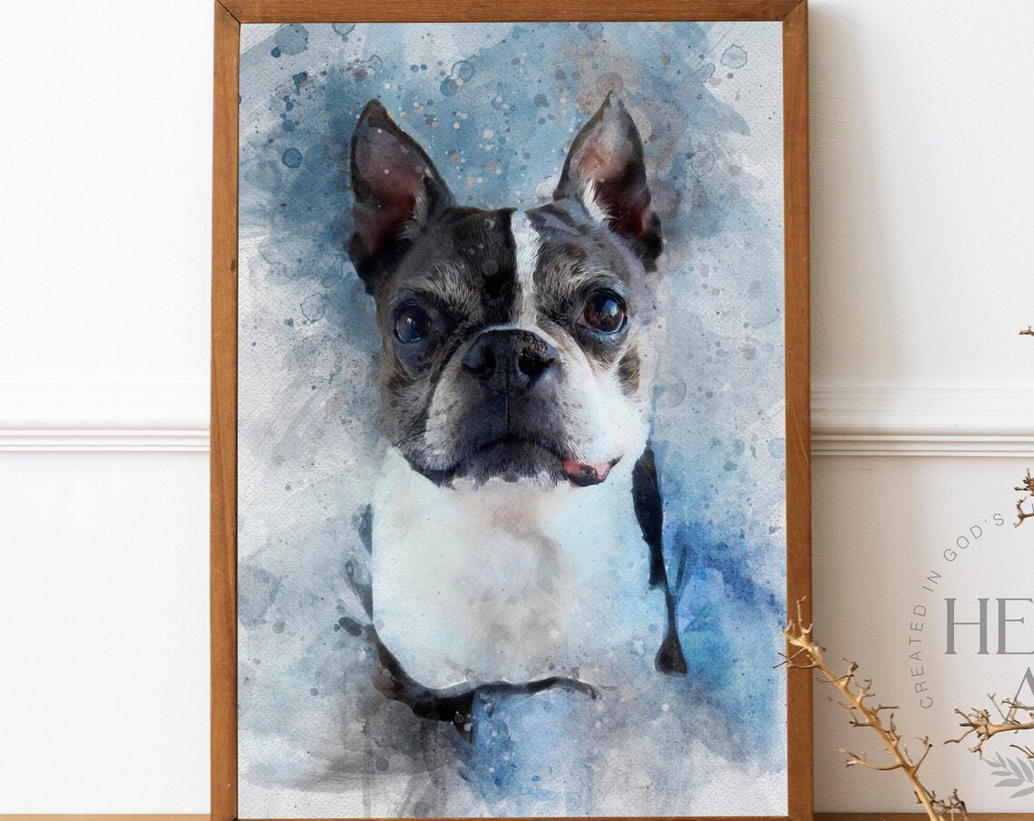 Custom Watercolor Pet Portrait, Memorial Art Print