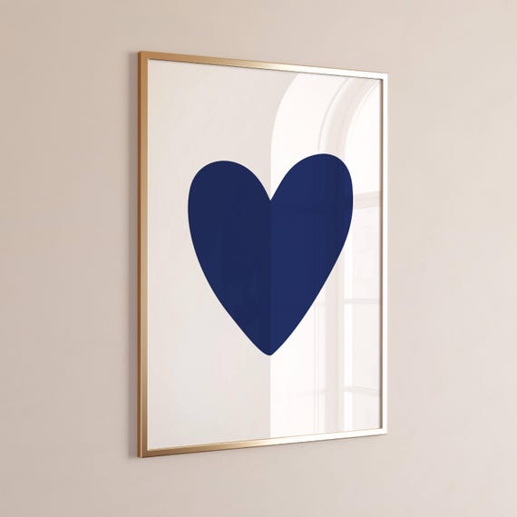 Navy Blue Minimalist Print, Modern Wall Art