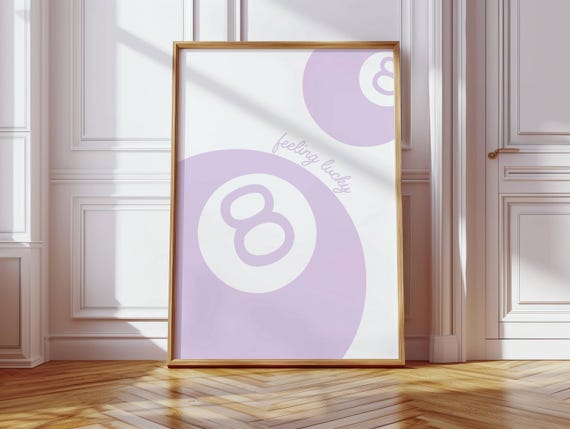 Light Purple 8 Ball Wall Art Print Lilac Coquette Dorm Decor Girly Cute Room
