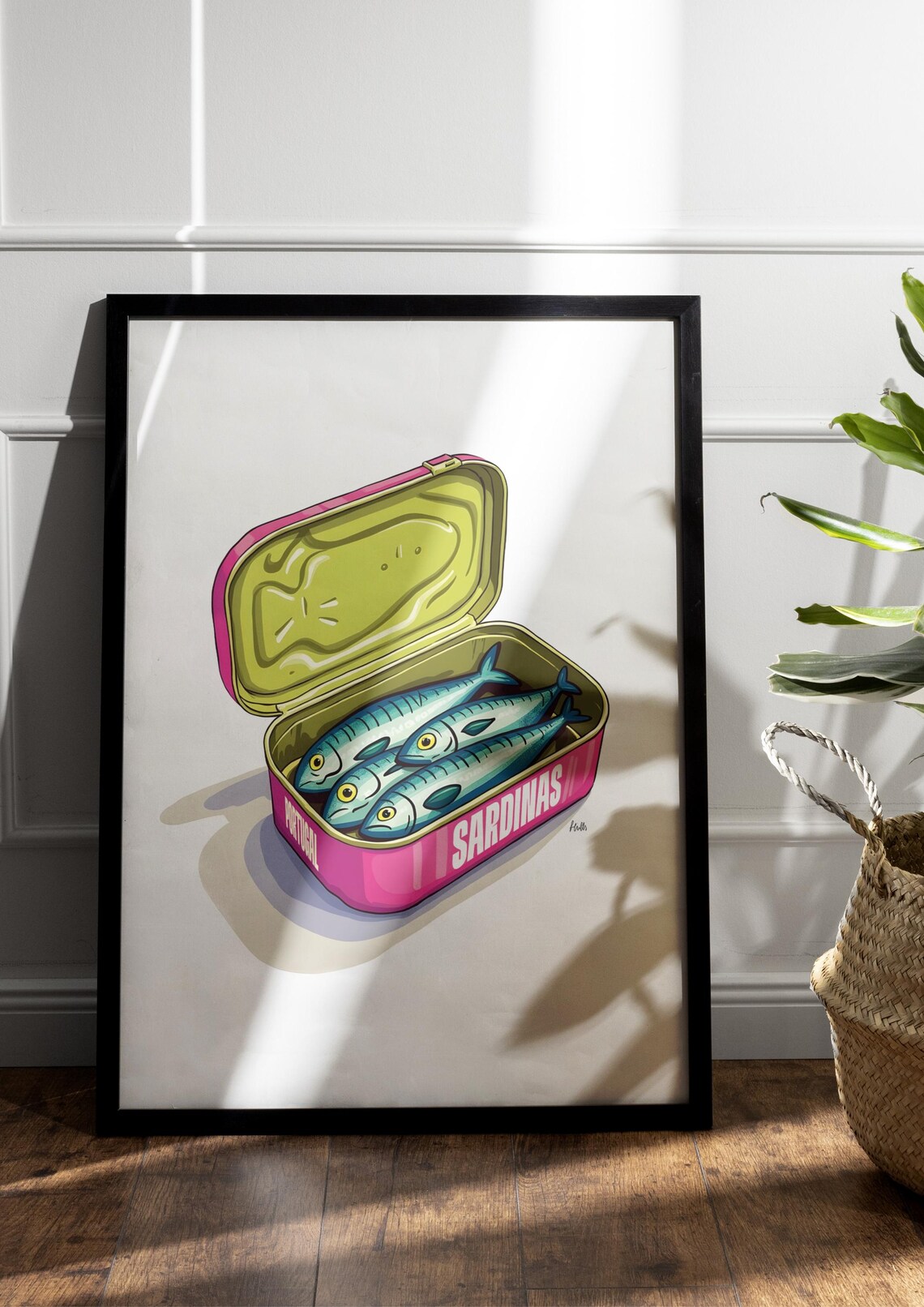 Sardinas Retro Design, Fun Hand Drawn Illustration