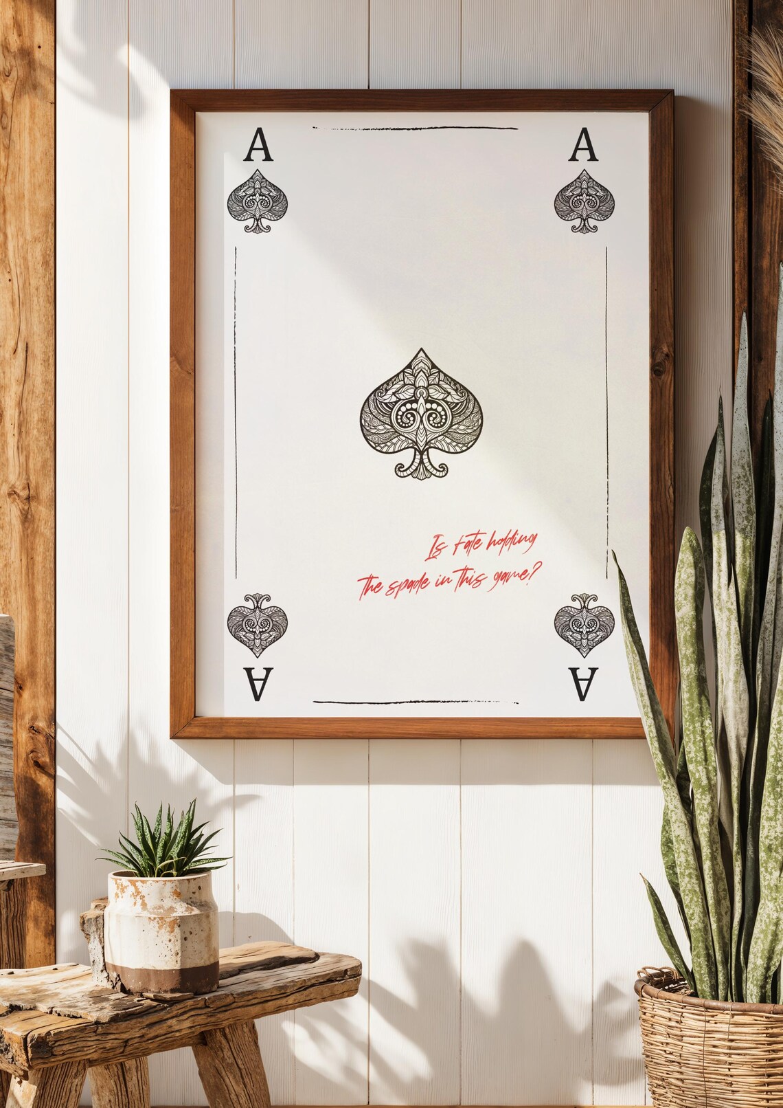 Spade Card Is Fate, Minimalist Typography Art Print
