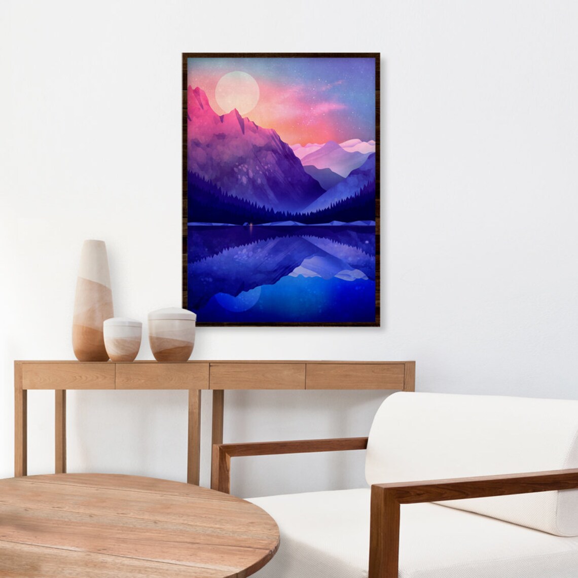 Camping By The Lake Landscape Art Print - Image 2