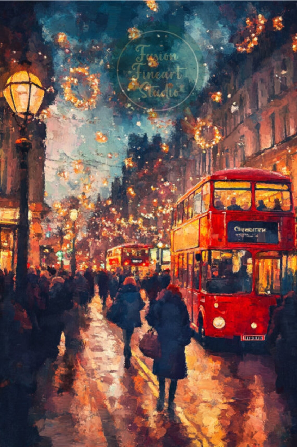 London Print Christmas Art Print Winter Wall Art Christmas Painting London City Print Christmas Wall Art Prints - Image 3