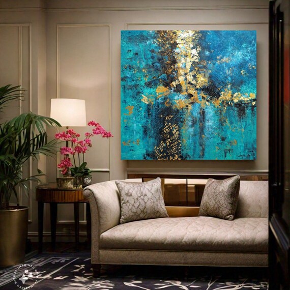 Gold Abstract Oil Painting On Original Art Work Textured Wall Art House Warming Gifts For Home Decor