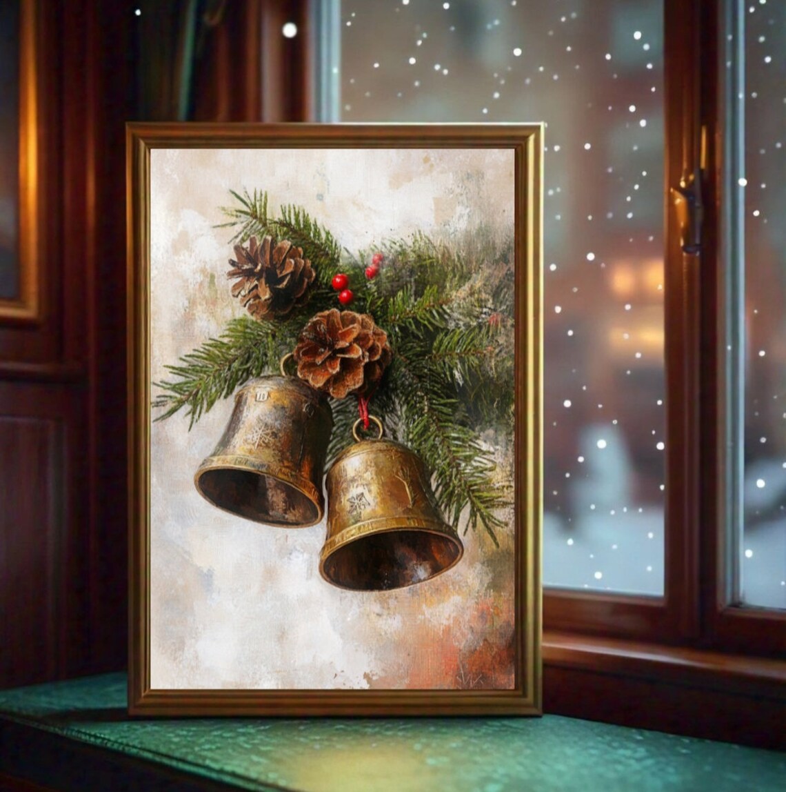 Jingle Bells Vintage Christmas Wall Art Print