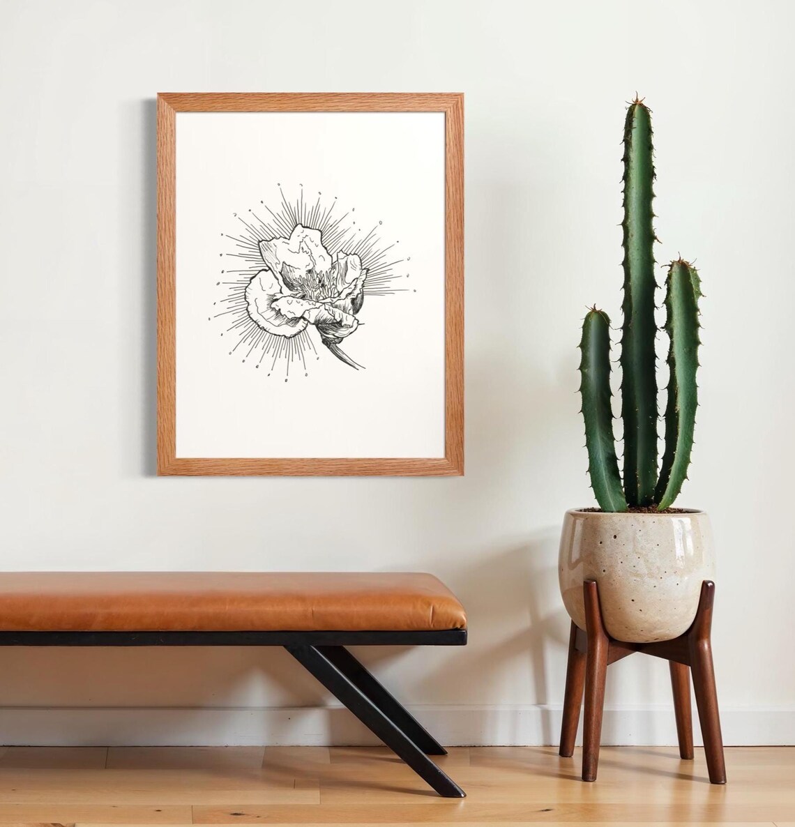 Peony Flower Ink Poster, Minimalist Botanical Print
