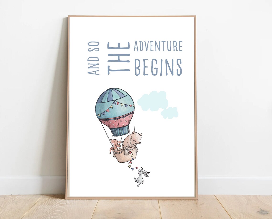 And So The Adventure Begins Hot Air Balloon Nursery Watercolor Print
