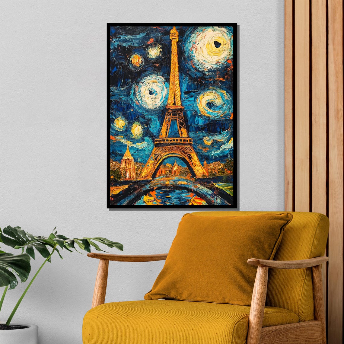Starry Night Eiffel Tower Paris Van Gogh Inspired Swirling Sky Poster - Image 4