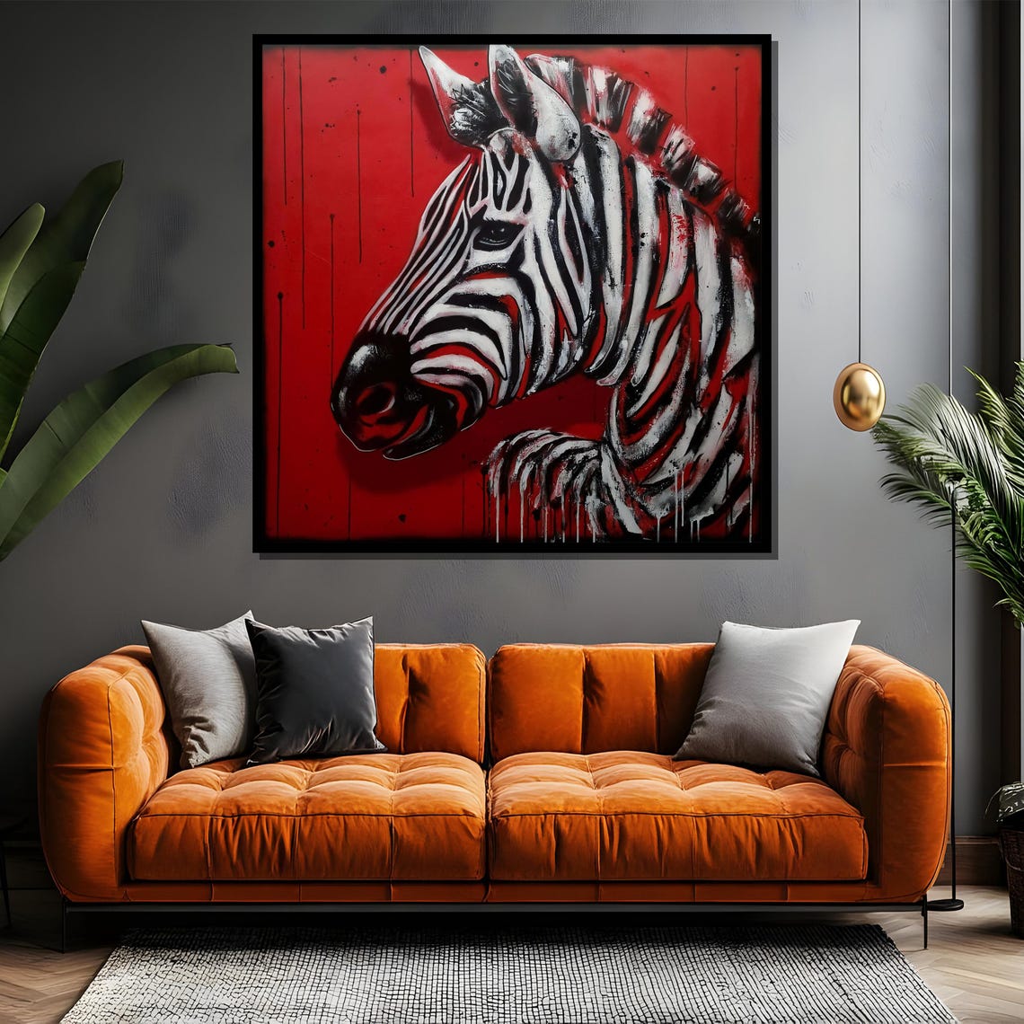 Bold Zebra Painting On Red Unique Animal Art Gift For Modern Wall Decor And Vibrant Home Accent - Image 4