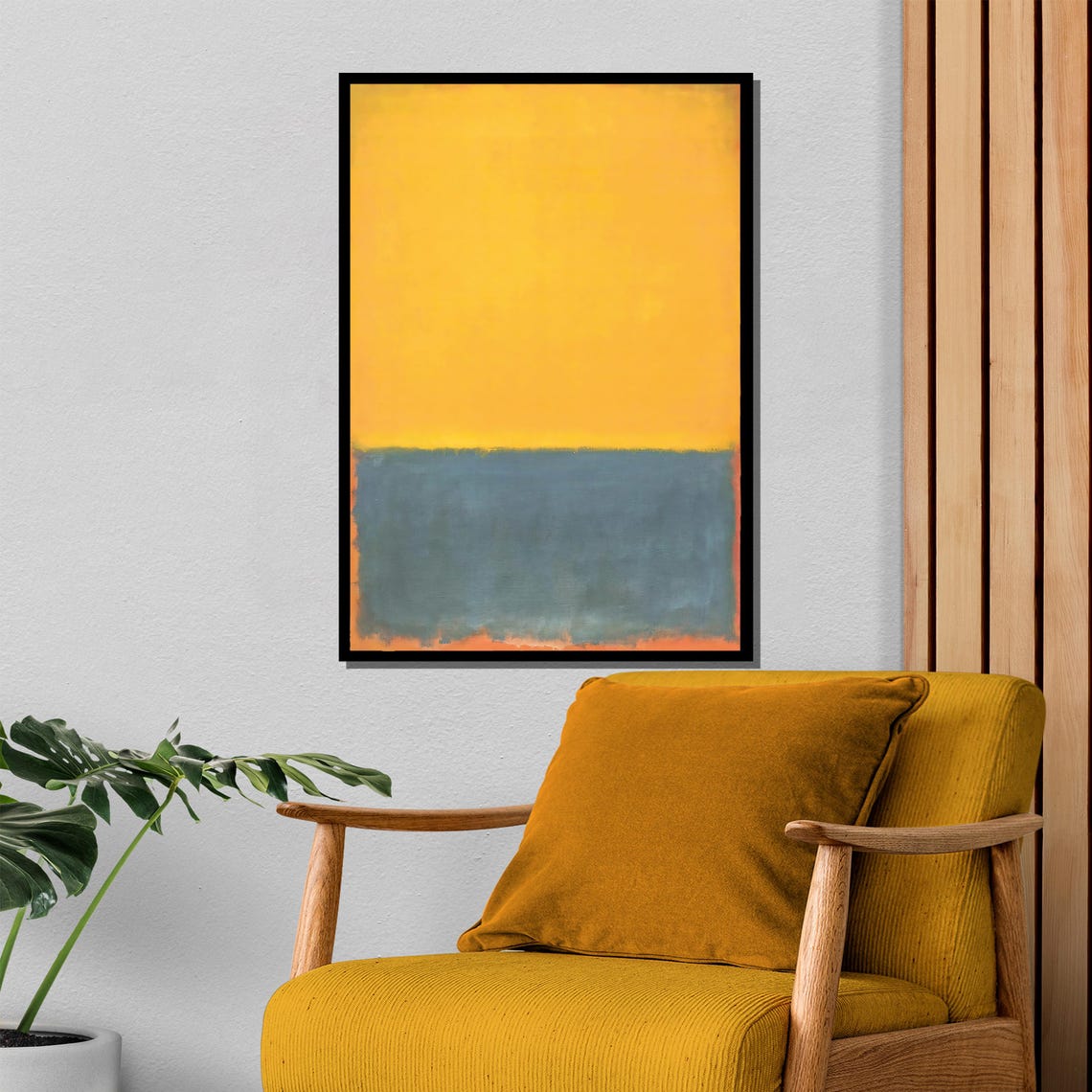 Rothko Style Yellow And Blue Soft Color Field Abstract Poster - Image 4