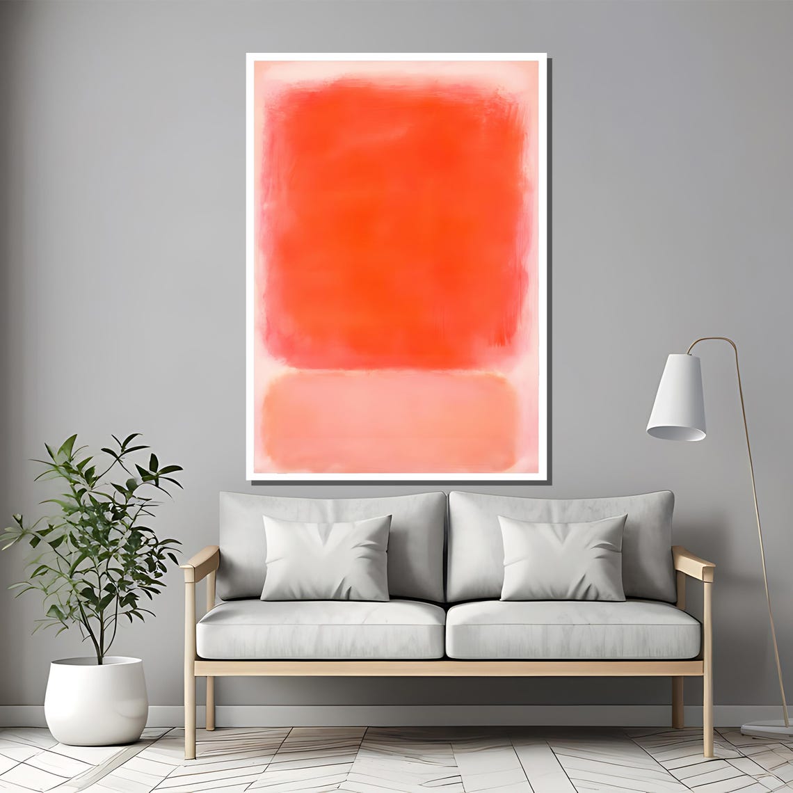 Rothko-Style Red and Soft Pink Color-Field Abstract Art Poster - Image 2