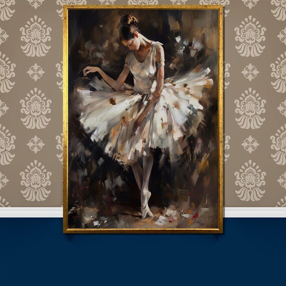 Ballerina in White Tutu Warm Impressionist Dance Painting Poster