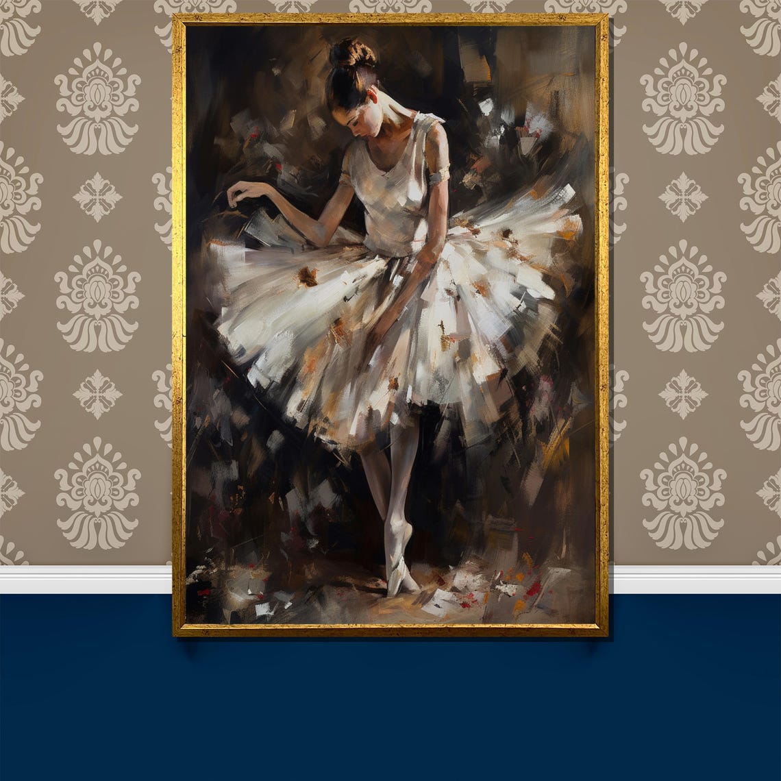 Ballerina in White Tutu Warm Impressionist Dance Painting Poster