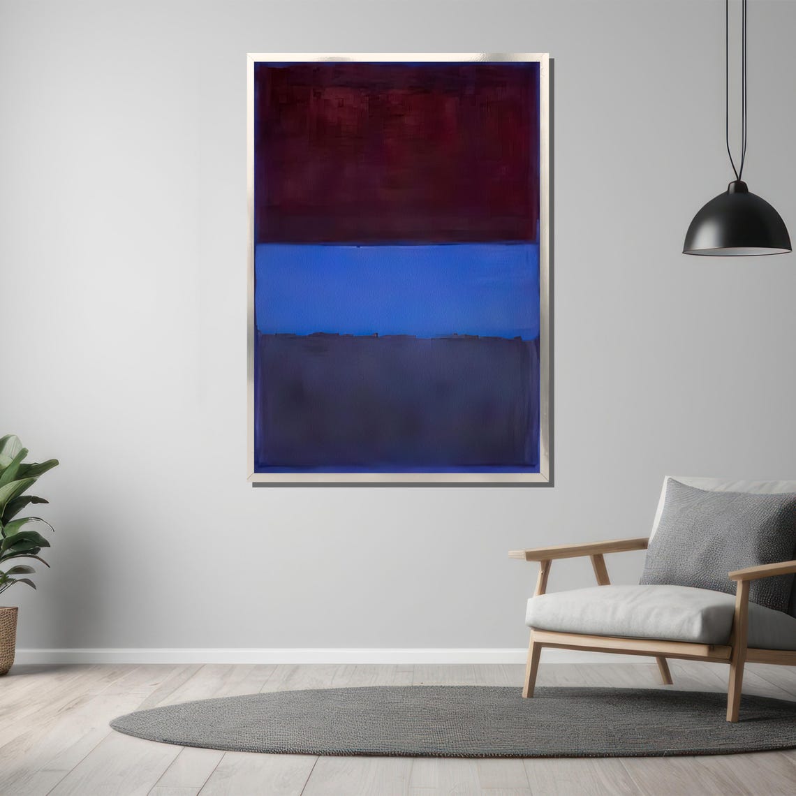 Deep Burgundy And Royal Blue Luxurious Color Field Statement Poster - Image 3