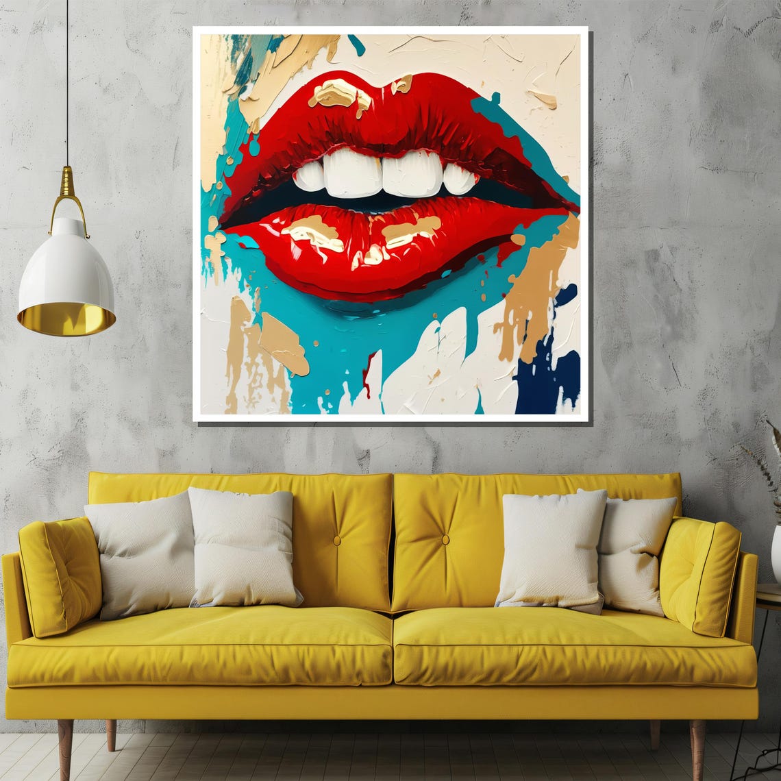 Bold Red Lips, Modern Pop Art Decor - Image 2