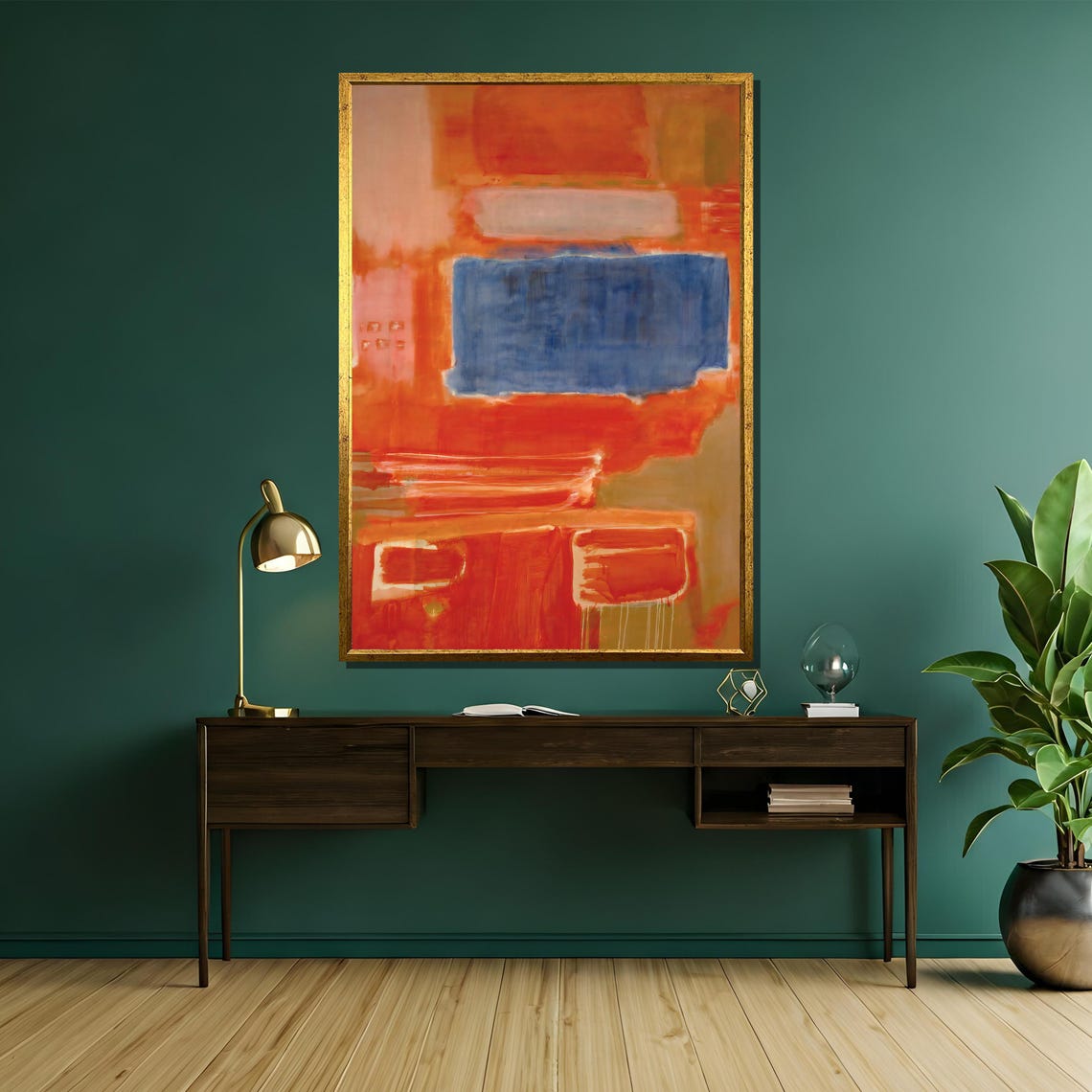 Vibrant Orange And Cobalt Blue High Energy Abstract Statement Poster - Image 5