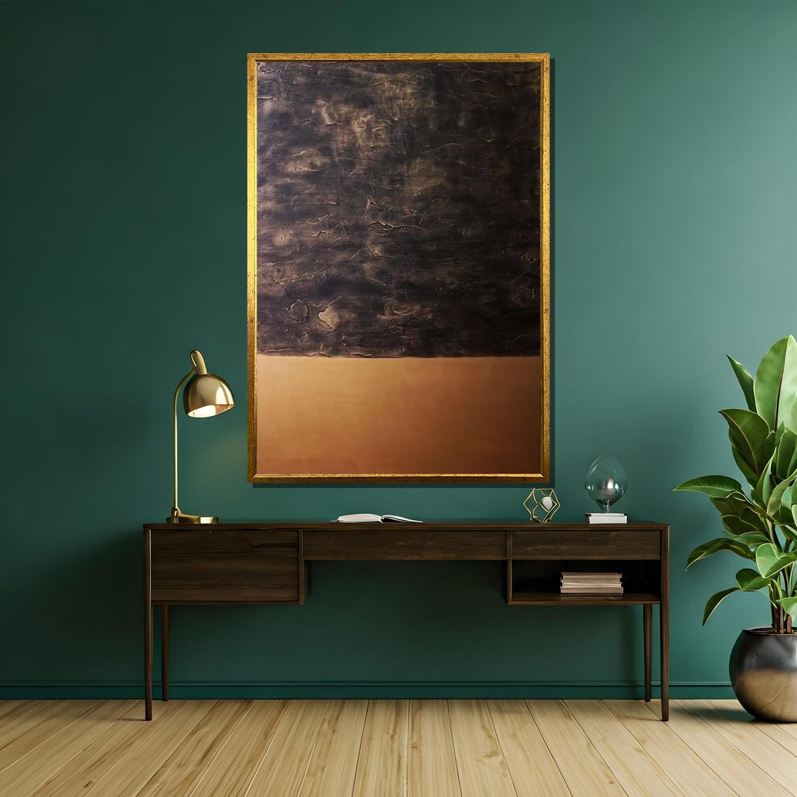 Dark Brown and Gold Textured Abstract Rustic Two Tone Poster - Image 5
