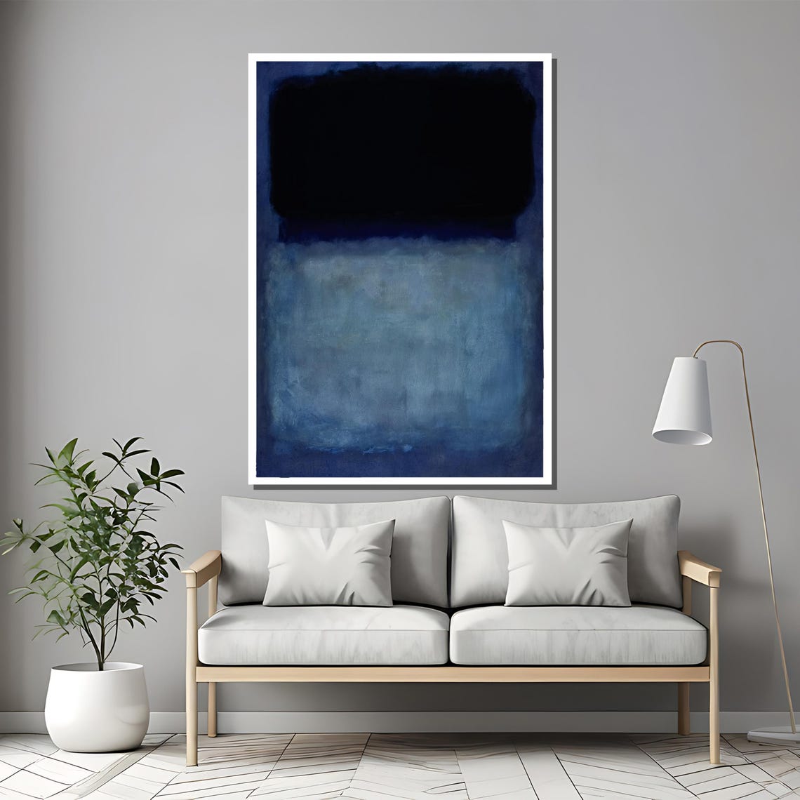 Midnight Blue And Black Color Field Moody Night Sky Abstract Poster - Image 2