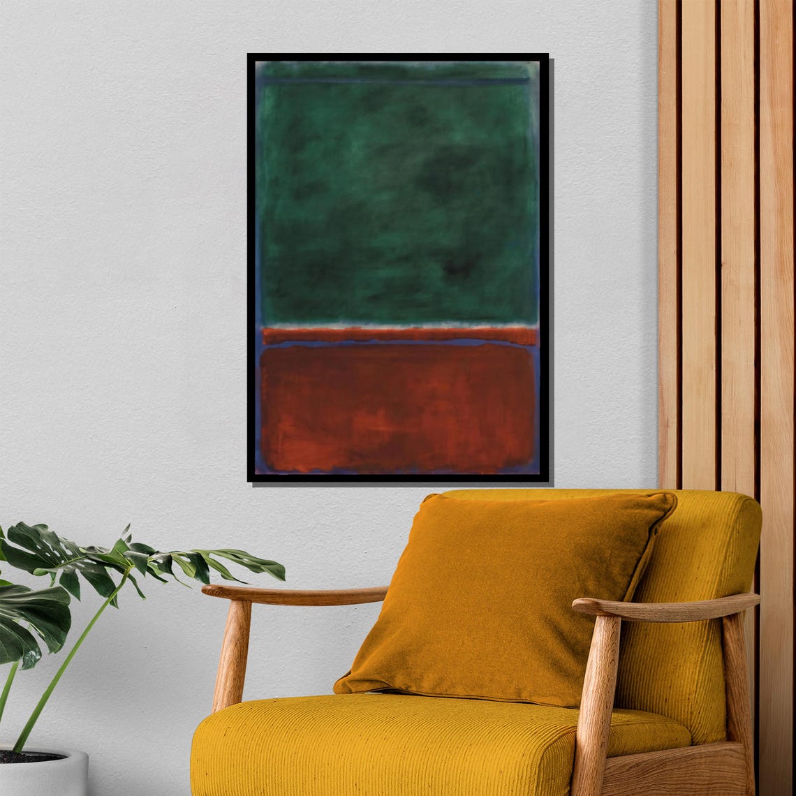 Rothko-Style Deep Green Maroon Color-Field Abstract Art Poster - Image 4