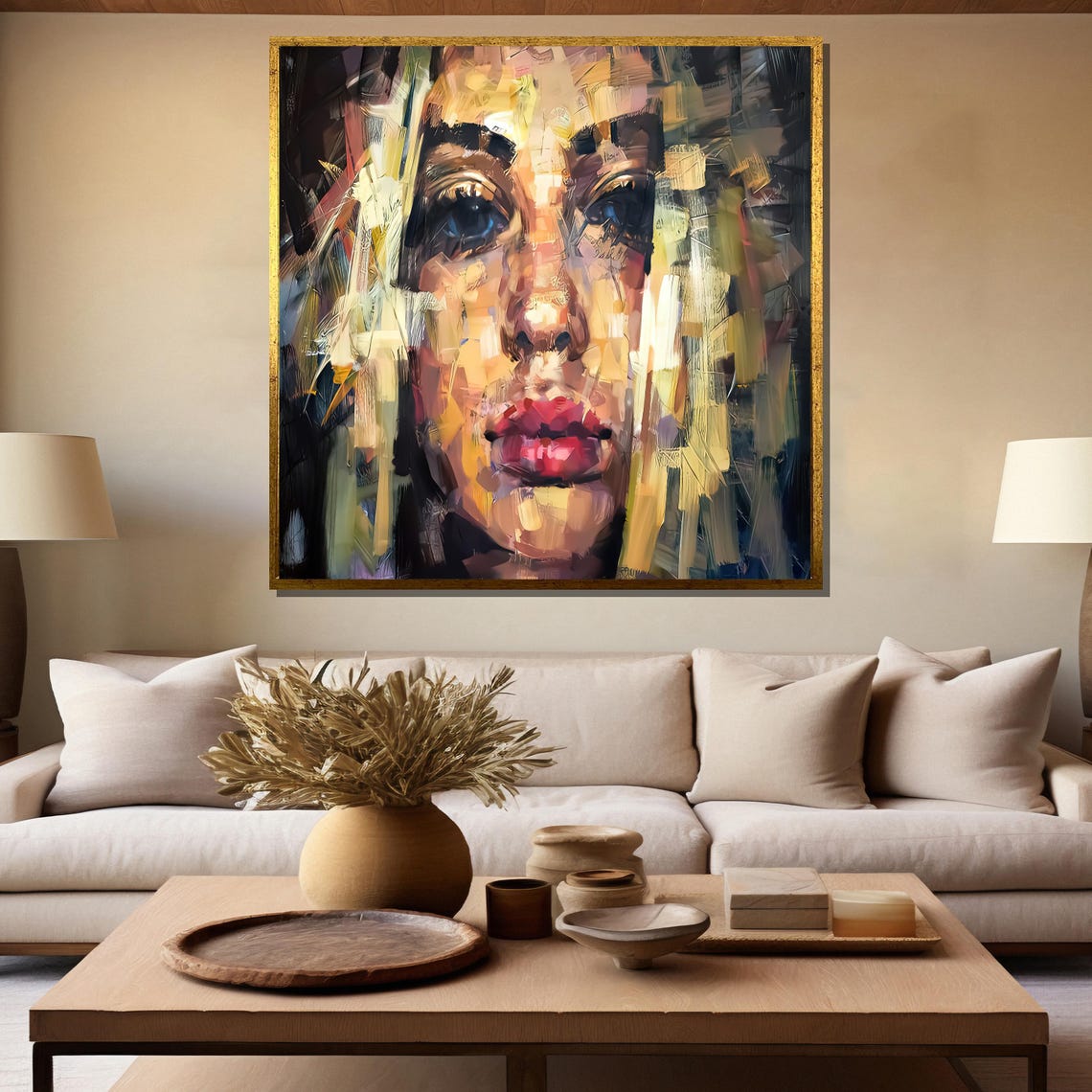 Abstract Blonde Woman Portrait with Bold Impasto Brushwork Poster - Image 5